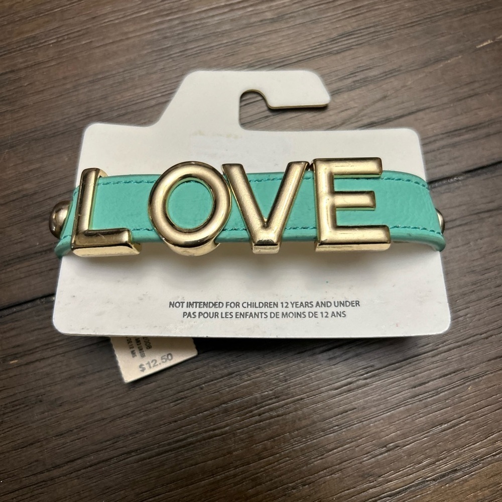Aeropostale Teal and Gold Button Bracelet